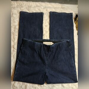 Soft Surroundings Denim Bootcut Pull On Jeans Dark Wash Size Petite L Stretch